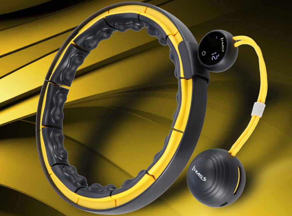 Hula hop HMS HHM21 Czarno-żółty trwałość komfort użytkowania wysoka jakość materiałów PC ABS PP TPE metal odporność na uszkodzenia solidne surowce intensywne długotrwałe użytkowanie odpowiednio dobrane materiały wygodne stabilne komfortowe 