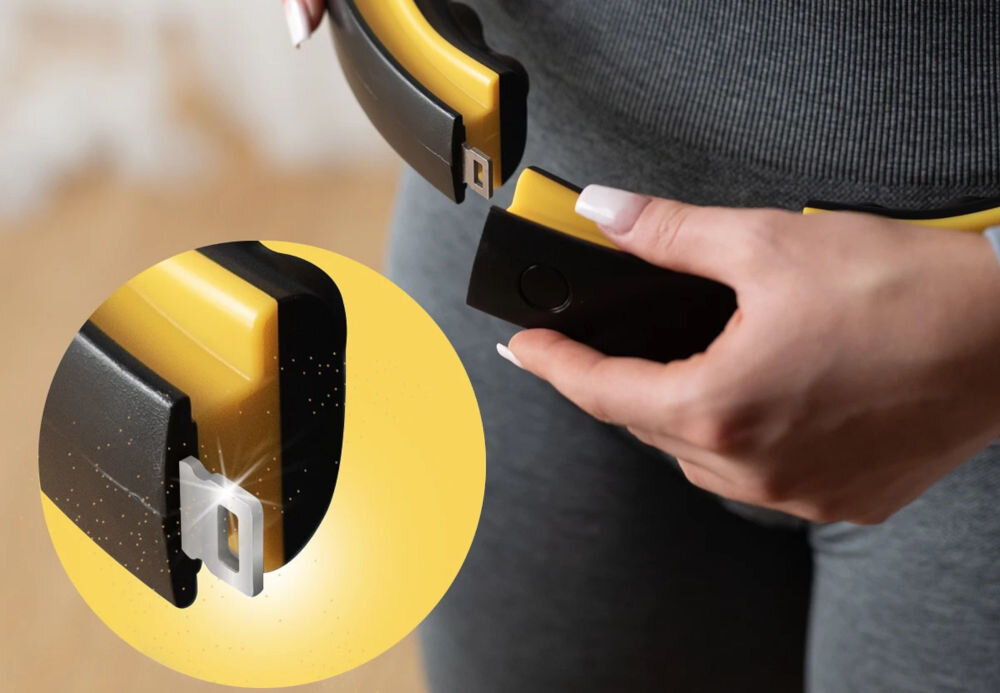 Hula hop HMS HHM21 Czarno-żółty solidna konstrukcja metalowe łączenia zatrzaski stabilność odporność na uszkodzenia mechaniczne wytrzymałość bezpiecznie przez długi czas 