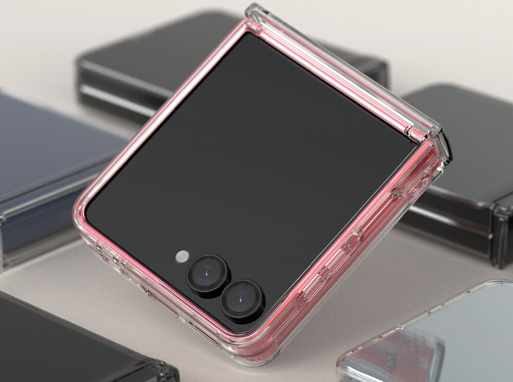 Etui ARAREE Duple 360 do Samsung Galaxy Z Flip 7 Przezroczysty prezentacja etui w tle inne składane odporne na wstrząsy i zarysowania