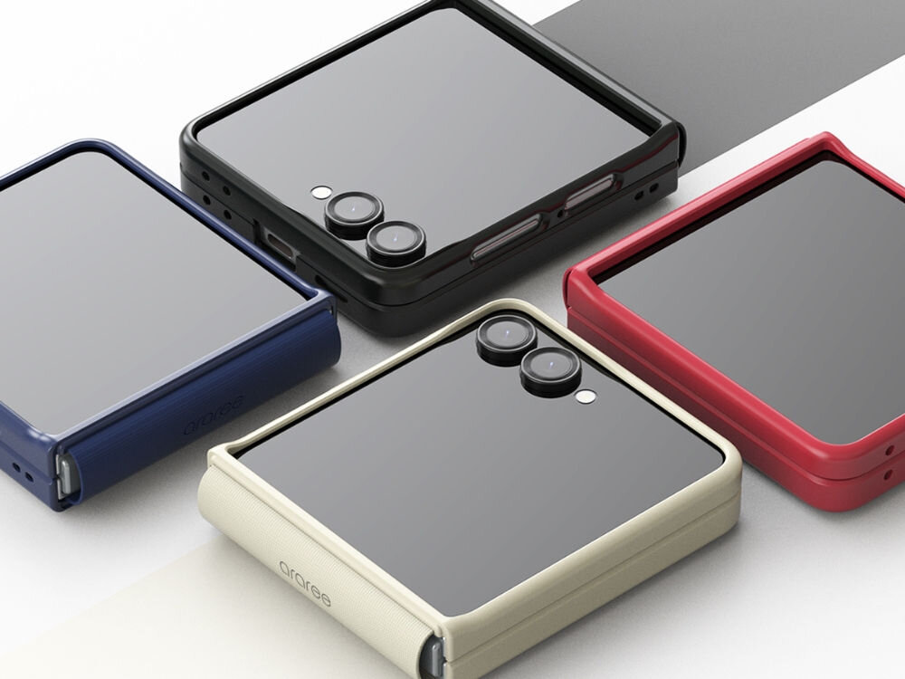Etui ARAREE Aero Flex M MagSafe do Samsung Galaxy Z Flip 7 Kremowy prezentacja etui w różnych kolorach na białym tle smukłe ochronne zintegrowane z ładowaniem