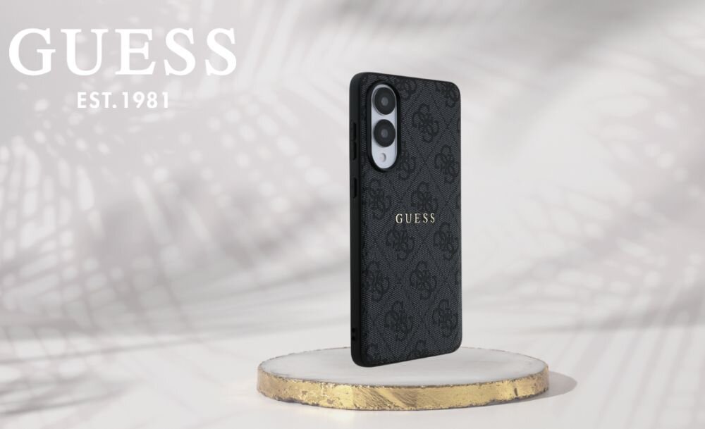 Guess 4G Ring Classic Logo MagSafe etui czarne Samsung Galaxy S25 Edge z pierścieniem MagSafe i logo Guess