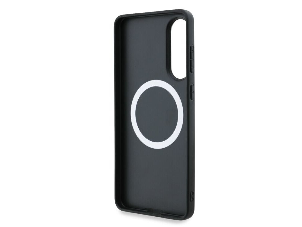 BMW Leather Oversized Stripes MagSafe licencjonowane etui klasy premium z osłonami na przyciski do Galaxy S25 Edge