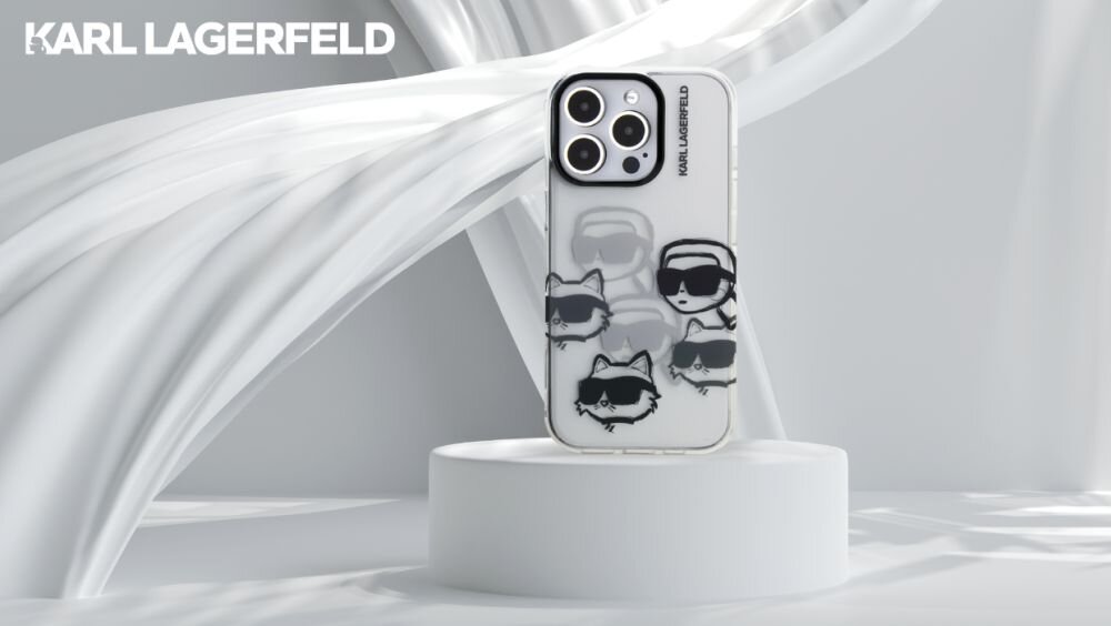 Karl Lagerfeld IML Multi K&C Head Pattern etui różowe iPhone 16 Pro 6.3 cala design Karl i Choupette hardcase