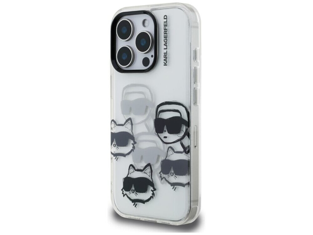 Karl Lagerfeld IML Multi K&C Head Pattern etui różowe TPU PC ochrona ekran aparat iPhone 16 Pro 6.3 cala