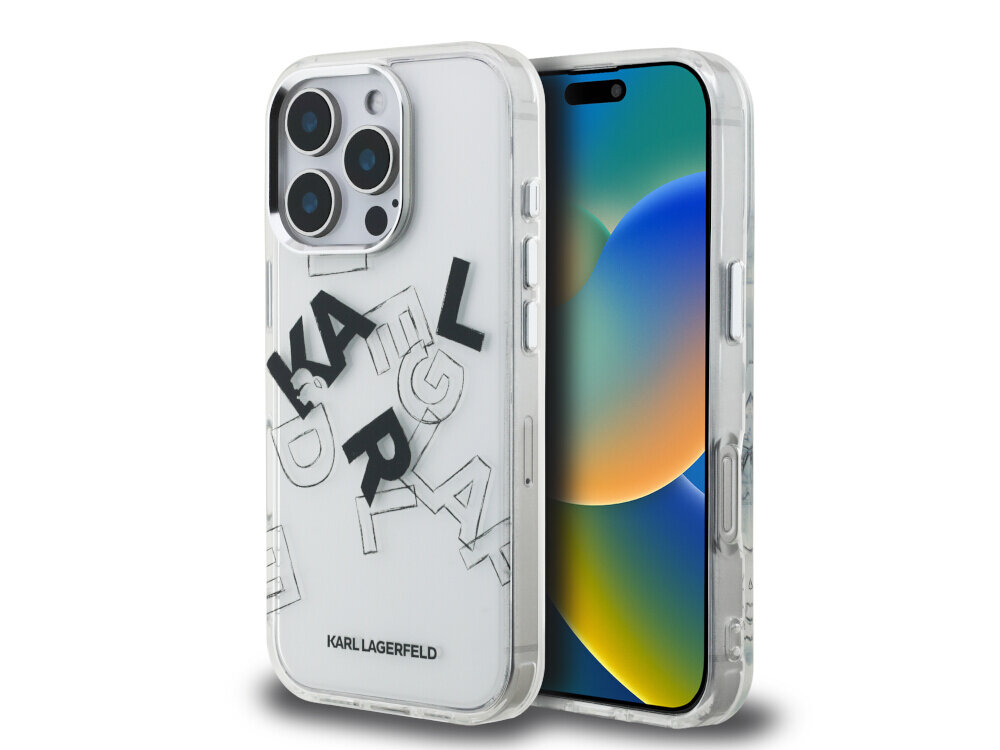Karl Lagerfeld IML Sketched Graphic etui przezroczyste iPhone 16 Pro 6.3 cala profil Karl Lagerfeld TPU PC