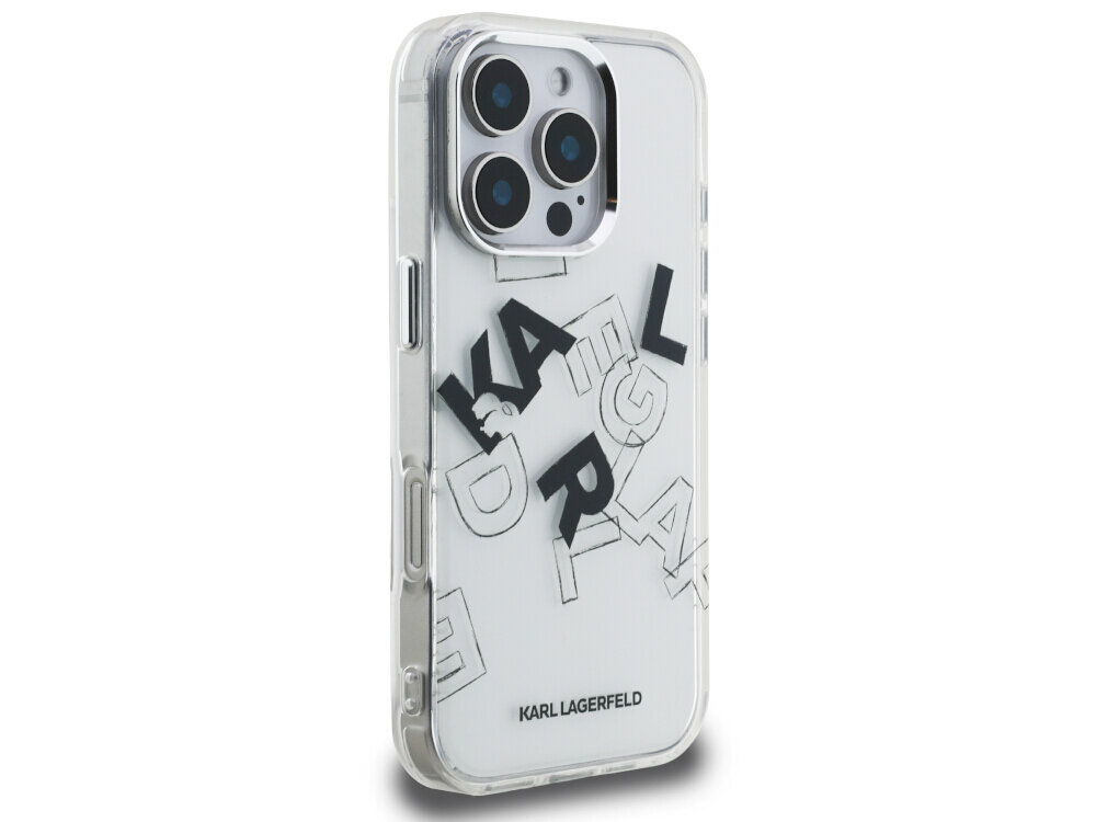 Karl Lagerfeld IML Sketched Graphic licencjonowane etui transparentne stylowe i funkcjonalne iPhone 16 Pro 6.3 cala