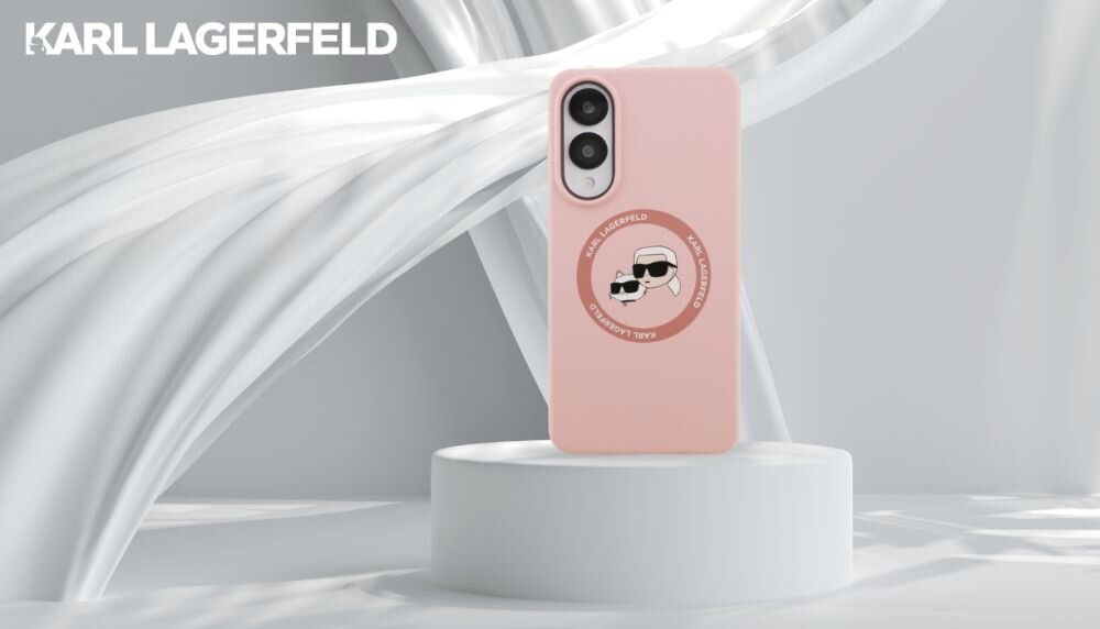 Karl Lagerfeld Silicone Double Heads And Circle MagSafe etui czarne Galaxy S25 Edge silikonowe z MagSafe Choupette i Karl