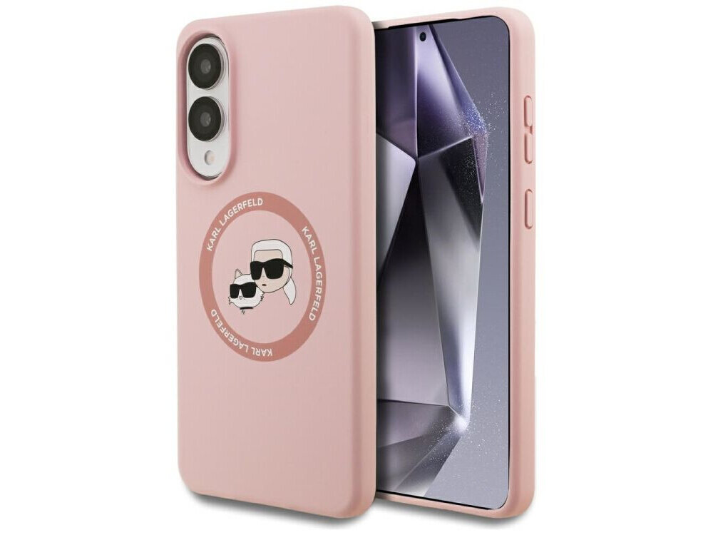 Karl Lagerfeld Silicone Double Heads And Circle MagSafe design Karl i Choupette silikonowe etui Galaxy S25 Edge