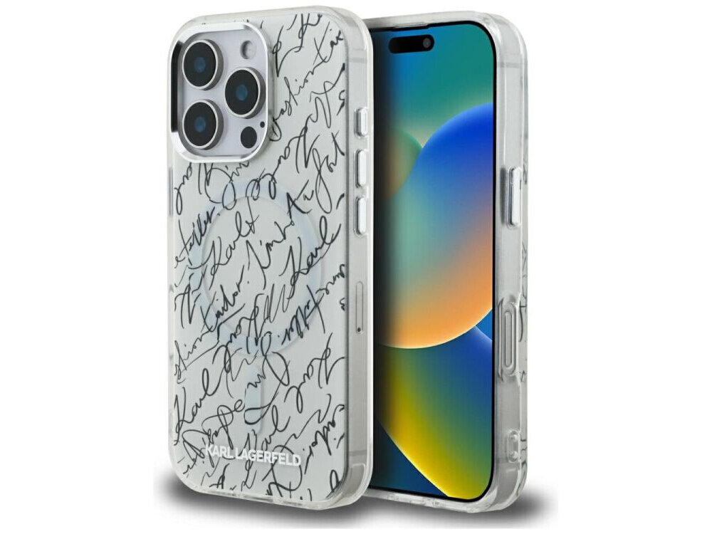 Karl Lagerfeld IML Karl Script Pattern MagSafe eleganckie etui z podpisem Lagerfelda na iPhone 16 Pro 6.3 cala