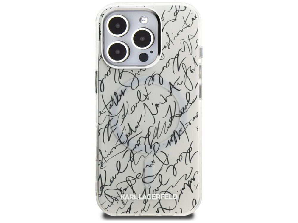 Karl Lagerfeld IML Karl Script Pattern MagSafe ładowanie bezprzewodowe MagSafe kompatybilne iPhone 16 Pro 6.3 cala
