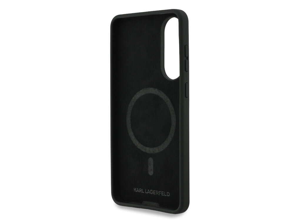 Karl Lagerfeld Silicone Double Heads And Circle MagSafe etui MagSafe bezprzewodowe ładowanie Galaxy S25 Edge czarne