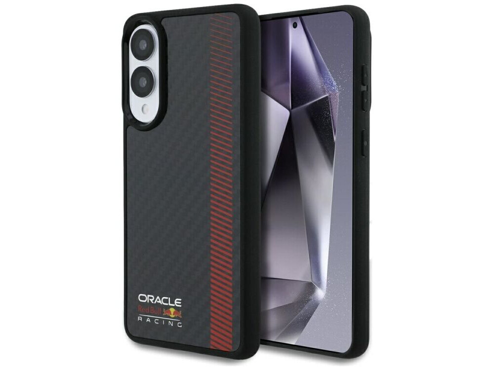 Red Bull Real Carbon Fiber Powerbar MagSafe karbonowe plecki czerwone linie logo Galaxy S25 Edge