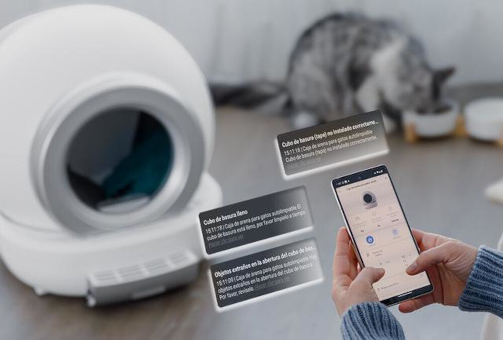Kuweta dla kota CECOTEC Pumba 7000 CleanKitty Compact Connected Łatwe sterowanie Łączność Wi-Fi aplikacja mobilna dane waga