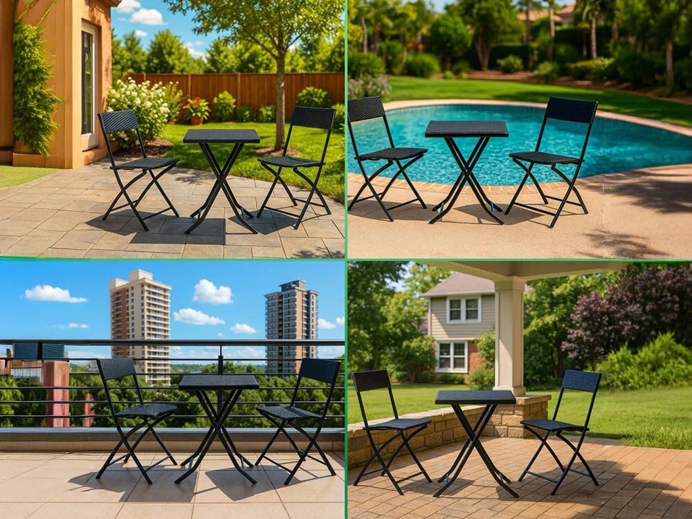 Zestaw mebli ogrodowych BLACK FOREST L-0201P Czarny, komfort, zestaw, ogrodowy, czarny, Zestaw mebli w różnych aranżacjach ogrodowych.