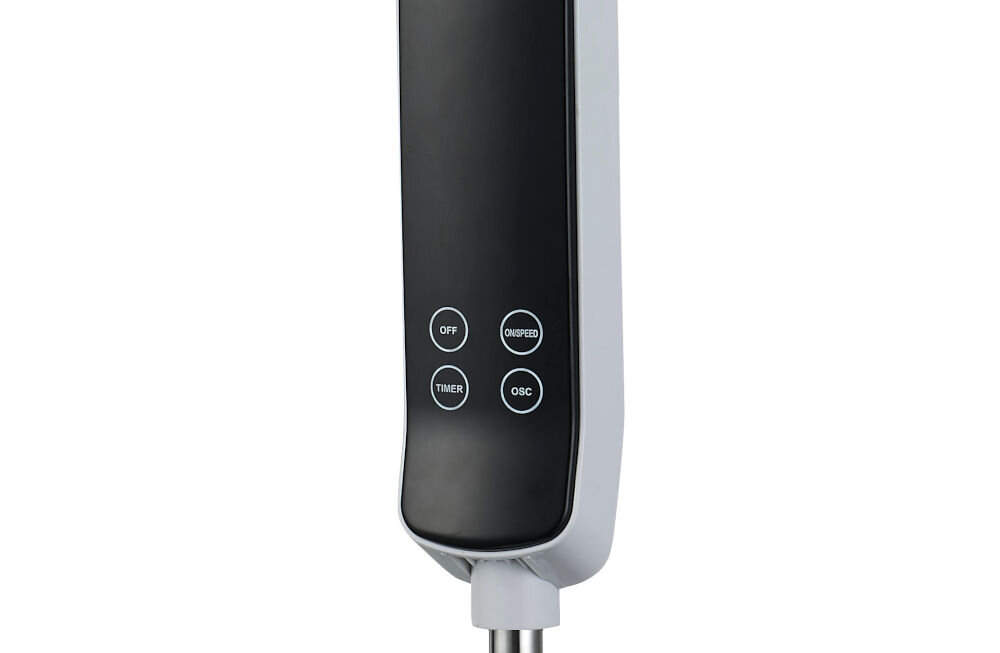 Wentylator KEPLAND Biały efektywne chłodzenie stabilna podstawa funkcja oscylacji równomierne rozprowadzenie chłodnego powietrza moc 50 W 3 prędkości regulacja pilotem wbudowany timer automatyczne wyłączenie po określonym czasie wygodne rozwiązanie na nic wysokość 133 cm szybkie efektywne chłodzenie