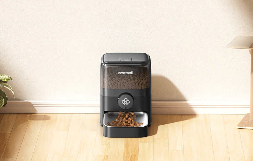 Dozownik karmy automatyczny ONEISALL PF05 wygląd design prezentacja wizualizacja Automatyczne karmienie