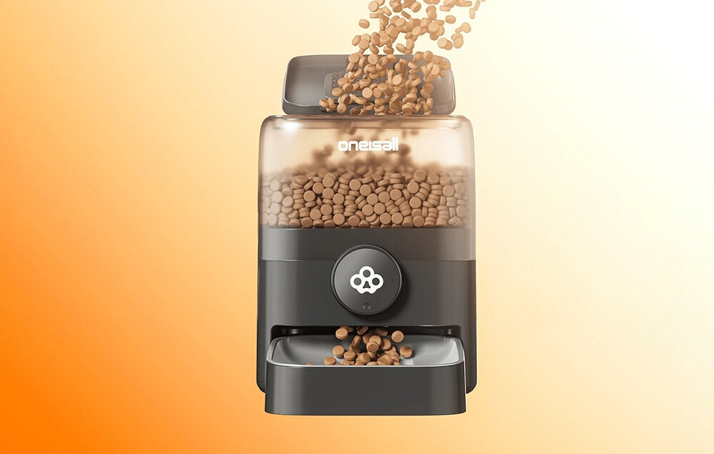 Dozownik karmy automatyczny ONEISALL PF05 pojemność do 10 karmień w ciągu dnia na maksymalnie 12 porcji ilość jedzenie  Czytelny i prosty w obsłudze panel sterowania szybko ustawić harmonogram
