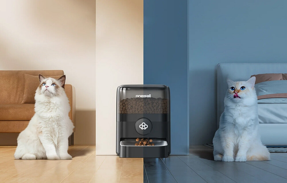 Dozownik karmy automatyczny ONEISALL PF05 Stabilna konstrukcja Wymiary 326 × 182 × 236 mm Prosty wygląd przemyślana budowa
