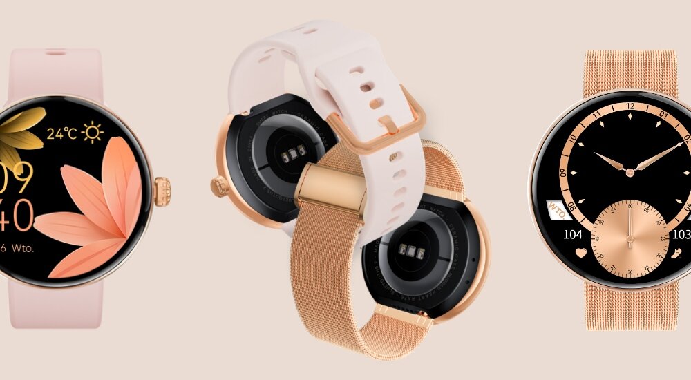 Smartwatch forever Forevive 5 SB-365 Różowo-złoty + bransoletka Verona tarcza stylowe kombinacje stalka nierdzewna pasek silikonowy