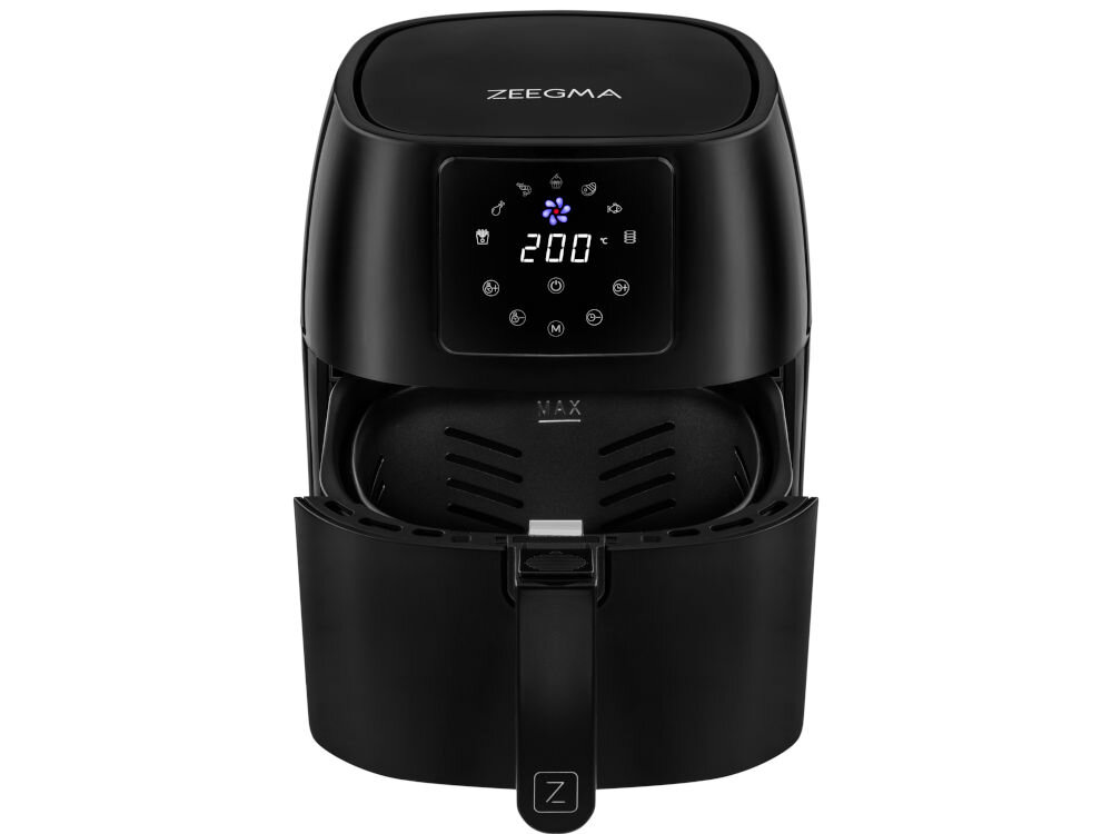 Frytkownica beztłuszczowa ZEEGMA Knapper Pro Czarny Air Fryer moc nagrzewanie programy duża misa tryb manualny automatyczny zakres temperatur