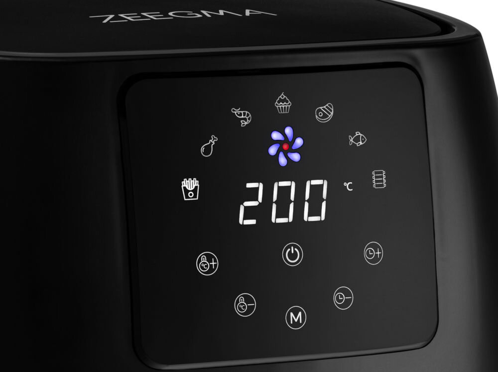 Frytkownica beztłuszczowa ZEEGMA Knapper Pro Czarny Air Fryer ustawienia panel dotykowy LCD wymiary waga przemieszczanie schowanie