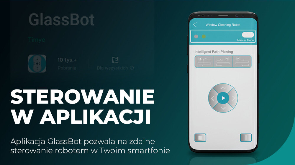 Robot do mycia okien COBBO i5 sterowanie aplikacja mobilna GlassBot