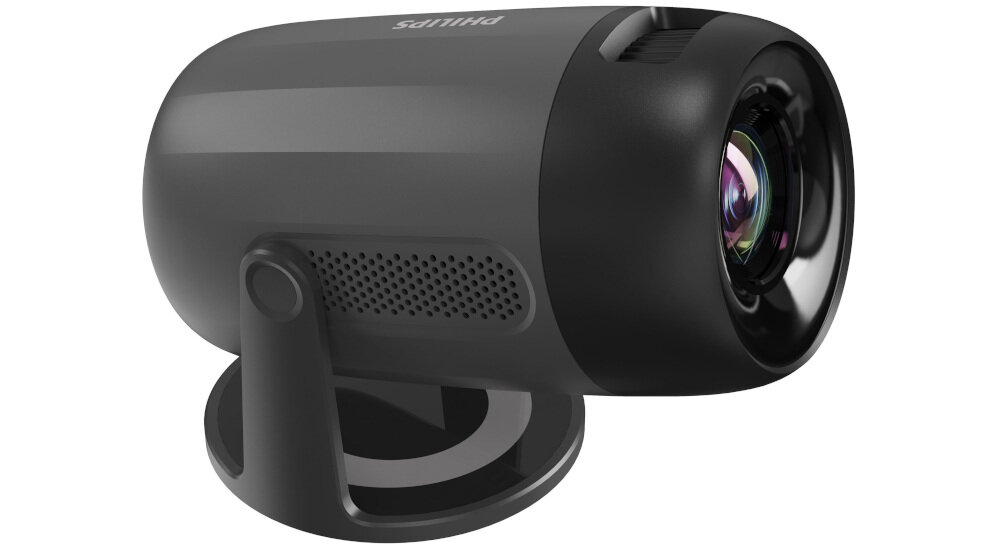 Projektor PHILIPS NeoPix 150 prezentacja z USB bez komputera, projektor po skosie na białym tle