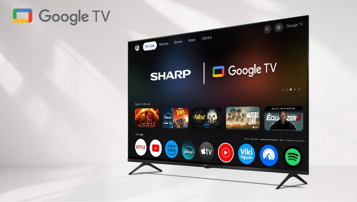 SHARP 55HP5765E System Google TV 7000 aplikacji dostępnych w sklepie Google Play Netflix, Disney+, HBO Max, Prime Video, Apple TV, ipla, Player czy TVP VOD szybkie wyszukiwanie filmów, seriali Personalizowane rekomendacje - interfejs systemu