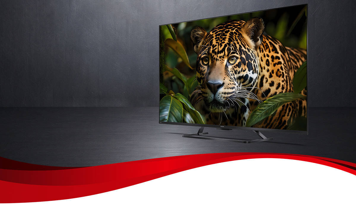 SHARP 55HR7765E algorytmy AI Sztuczna Inteligencja Dostosowuje kontrast, jasność, ostrość i nasycenie barw film, sport czy gra - telewizor pod kątem