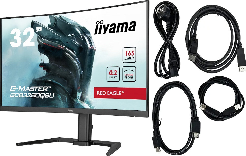 Monitor IIYAMA G-Master GCB3280QSU-B1 opakowanie Zawartość zestaw