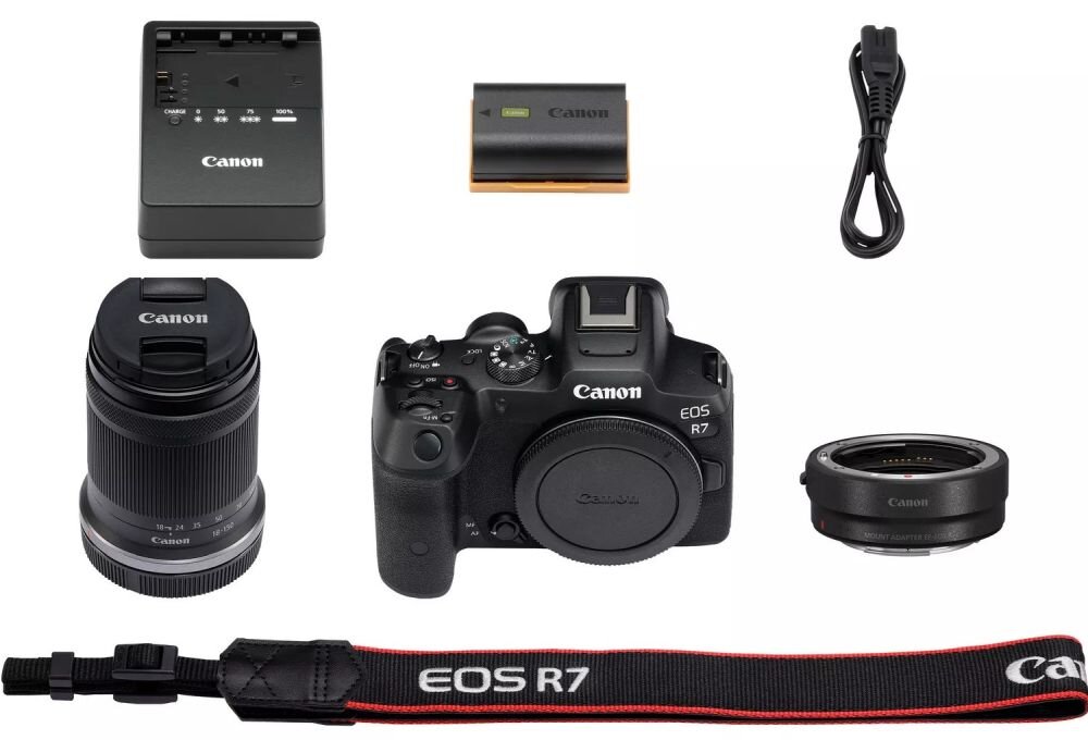 Aparat CANON EOS R7 zdjęcia obiektyw ekran wizjer ogniskowa przysłona migawka obudowa bateria zasilanie filmy nagrywanie rozdzielczość matryca rozmiar przekątna tryby iso montaż lampa światło przyciski sterowanie menu kontrast jasność balans bieli filtry cmos karta pliki format zapis seria