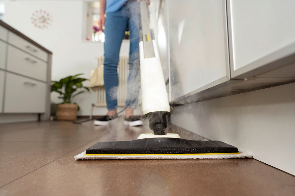 Mop parowy KARCHER KST 2 Upright 1.513-590.0 Łatwa wymiana padów dysza podłogowa EasyFix pady z mikrofibry Technologia lameli w dyszy powierzchnia możliwości