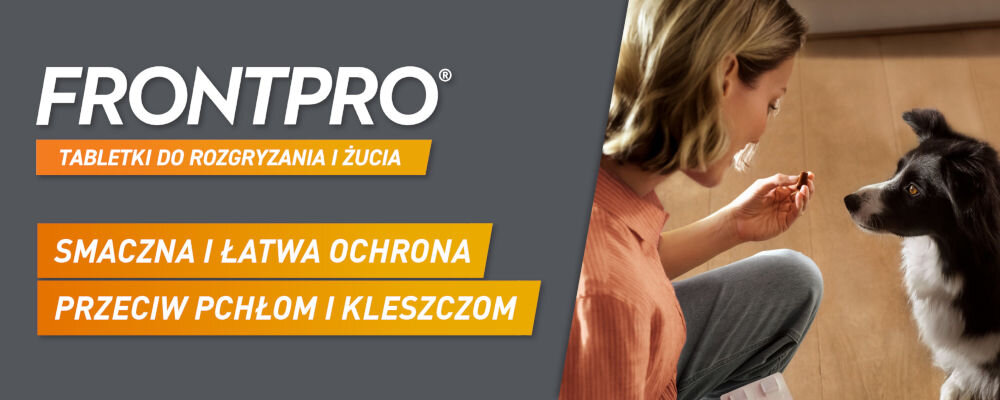 Tabletka przeciw pchłom i kleszczom FRONTPRO M (4 - 10 kg) ochrona skutecznosc