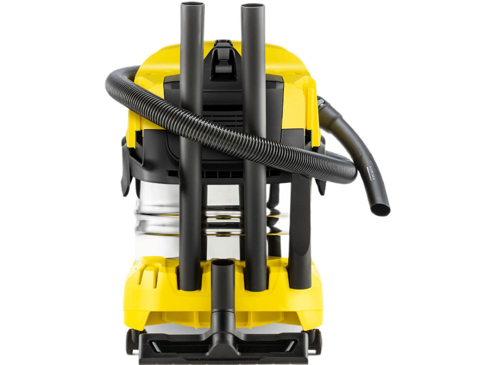 Odkurzacz KARCHER WD 4-18 S Dual Battery Set V-20/22 1.628-626.0 2 zwiększony komfort przechowywania akcesoriów wąż ssący umieszczenie na głowicy odkurzacza rury ssawka podłogowa zamocowanie na odbojniku zawsze pod ręką praktyczne uchwyty szybki dostęp do akcesoriów oszczędność miejsca