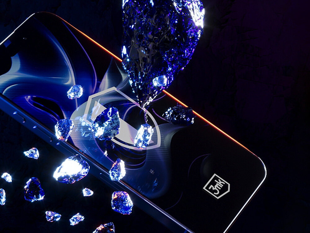 3MK FlexibleGlass mocną ochroną naklejki pozycjonujące Fit-In - smartfon z kryształkami na ciemnym tle