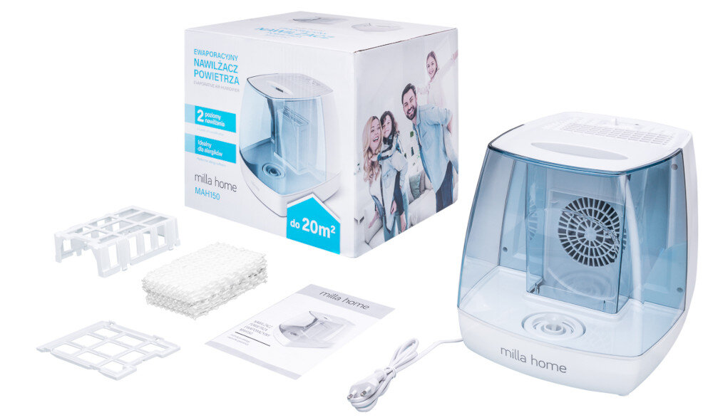 NAWILŻACZ POWIETRZA MILLA HOME EVAPORATIVE MAH150 zestaw filtr gwarancja instrukcja