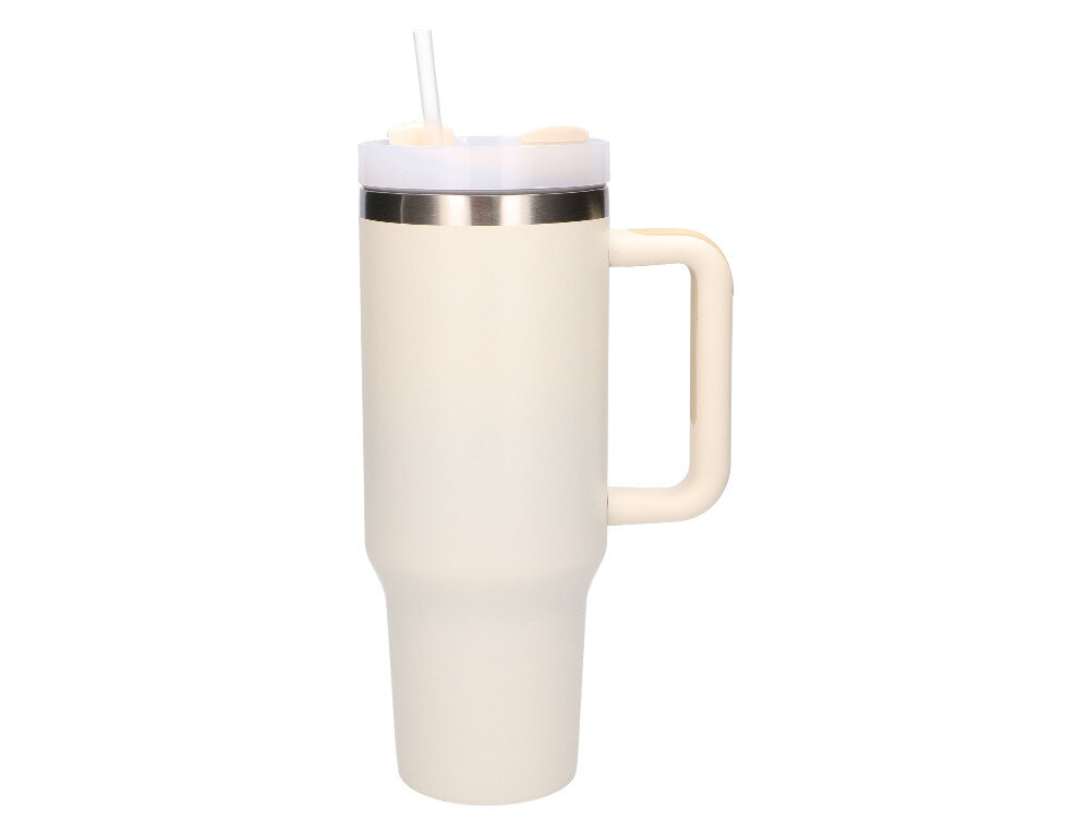 Kubek termiczny BLACK FOREST Beżowy 1200 ml, styl, minimalizm, uniwersalny, wygląd, na białym tle kubek w kolorze beżowym frontem na wprost