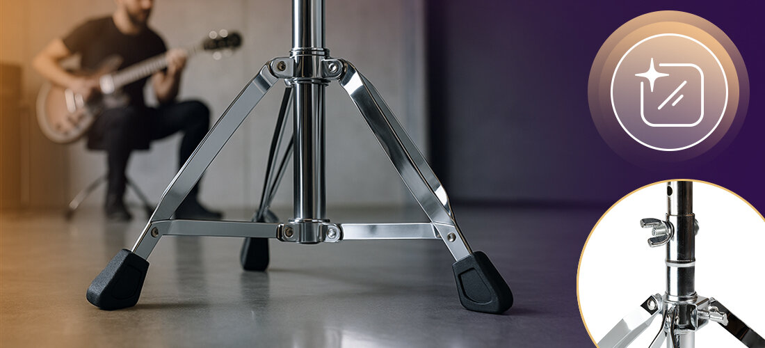 Stołek dla perkusisty MUSICMATE MM-K40 DrumChair antypoślizgowe stopki i stabilność, kadr stołka na stopki