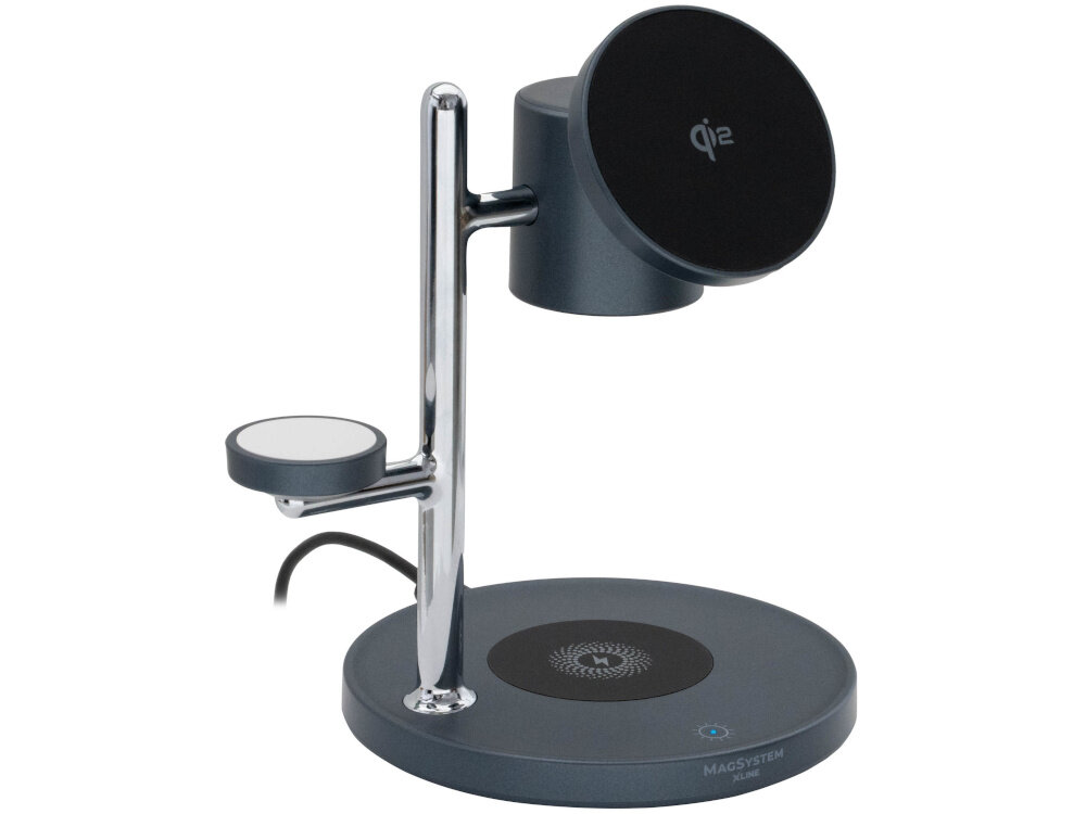 Ładowarka indukcyjna XLINE WC852M QI2 4w1 MagSystem Metaliczny Wbudowana lampka nocna Dotykowy przycisk płynnie regulować jasność światła