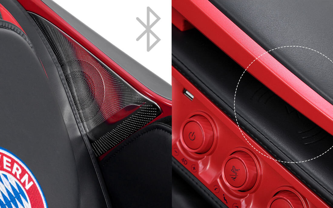 Fotel masujący IREST Dual Core V8 Beżowy Przydatne dodatki głośniki Bluetooth ładowarka indukcyjna złącze USB-A sesja relaks