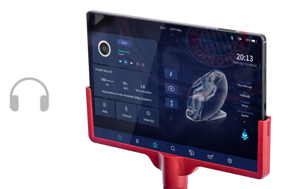 Fotel masujący IREST Dual Core V8 Beżowy Relaks dla ciała i umysłu utwory relaksacyjne od dźwięków natury fortepian po uspokajające tła ambientowe