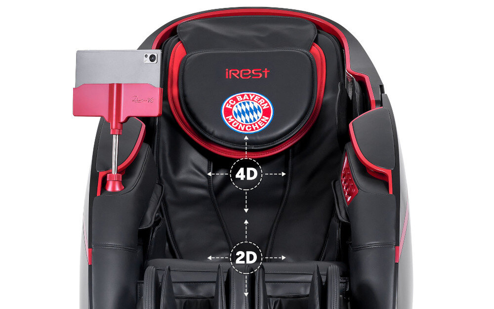 Fotel masujący IREST Dual Core V8 Czarno-czerwony Podwójna przyjemność dwa niezależne masażery 4D i 2D obszar od szyi do lędźwi