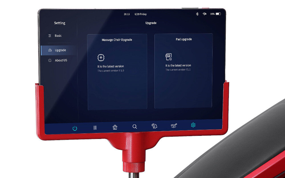 Fotel masujący IREST Dual Core V8 Czarno-czerwony Szybka aktualizacja dostęp do najnowszych funkcji i ulepszeń aktualizacja oprogramowania pobieranie