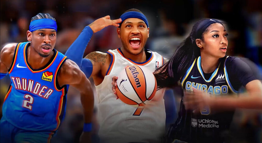 NBA 2K26 Gra PS5
						prezentacja trzech osób na rozmazanym tle kobieta trzyma piłkę zbieranie kart gwiazd skład dopasowany do własnego stylu kontrola nad rozwojem drużyny