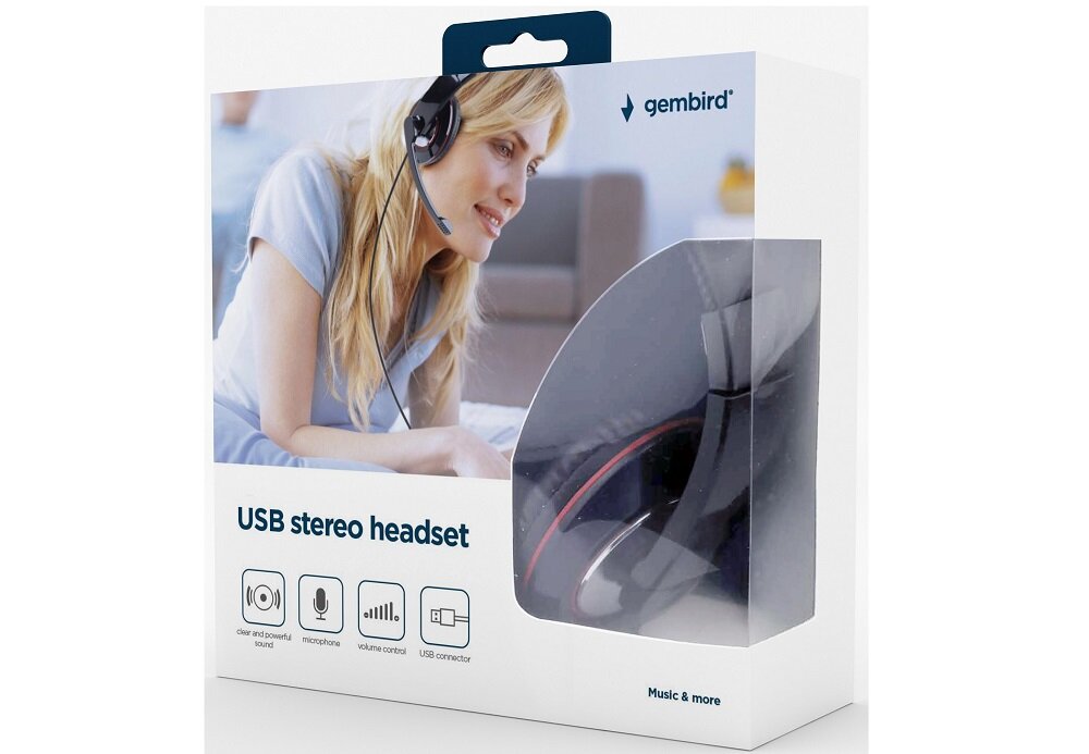 Słuchawki GEMBIRD MHS-U-001 USB szerokie pasmo przenoszenia dźwięku