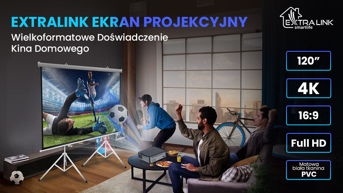 Ekran projekcyjny EXTRALINK PSR-120 - ekran projekcyjny w terenie, powierzchnia, wysokosc, szerokosc, tkanina pvc