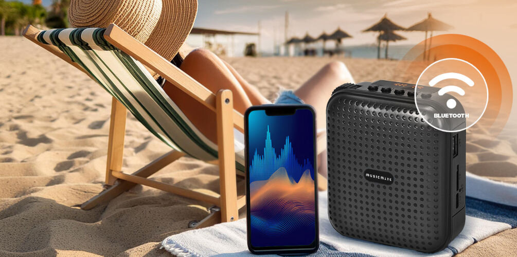 Wzmacniacz głosu MUSICMATE MM-WG300 VoiceBooster bluetooth radio FM wejście aux