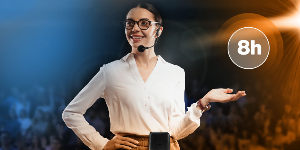 Wzmacniacz głosu MUSICMATE MM-WG300 VoiceBooster zaprojektowany z myślą o komforcie użytkowania dwa mikrofony nagłowne – przewodowy i bezprzewodowy
					akumulator o pojemności 1500 Mah do 8 godzin pracy przy pełnym naładowaniu kabel USB-A / 2x USB-C