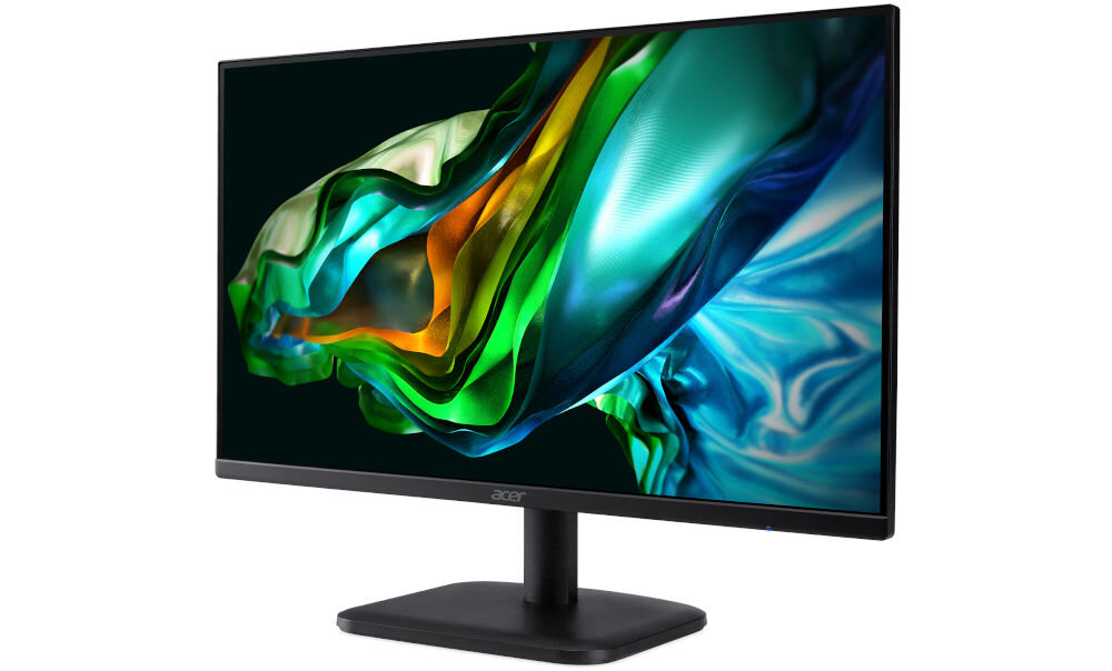 Monitor ACER EK321QKBMIIPX 31.5 cala 3840x2160px IPS 4 ms [GTG] prezentacja monitora od przodu pod kątem na białym tle sRGB 99% realistyczne intensywne kolory immersja przyjemny dla oka obraz