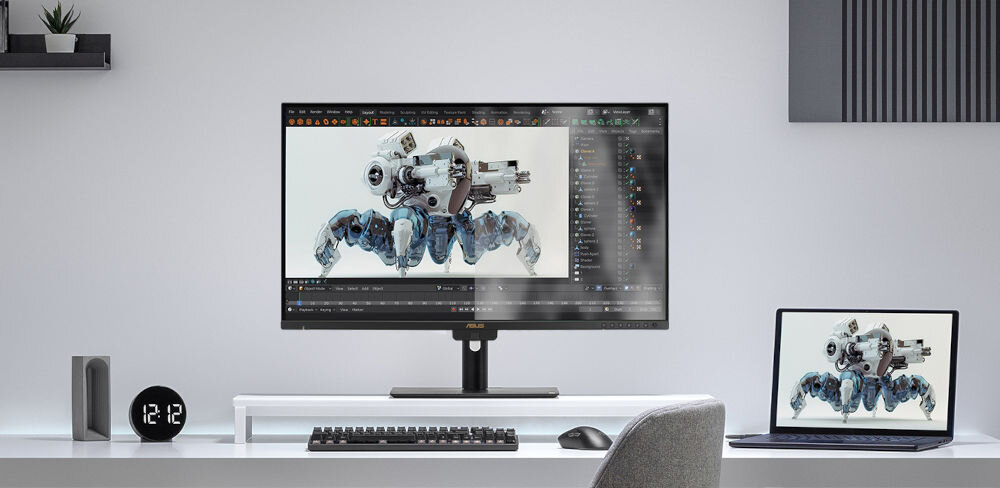Monitor ASUS ProArt PA32UCE 31.5 cala 3840x2160px IPS pokazanie działania powłoki LuxPixel redukcja odbicia światła komfort pracy w jasnych pomieszczeniach